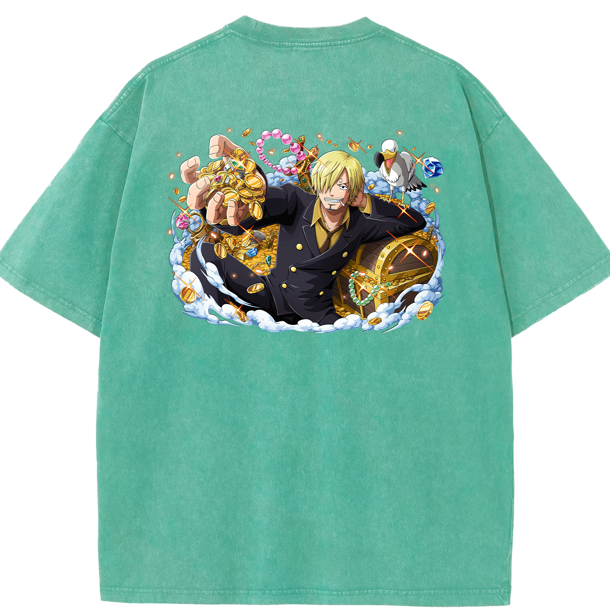ワンピース サンジ ONE PIECE Sanji 綿100% ヴィンテージ風 半袖Tシャツ（背面プリント）
